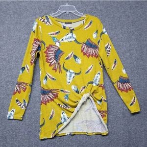 Womens White Birch South Western Tunic Size M Long Sleeve